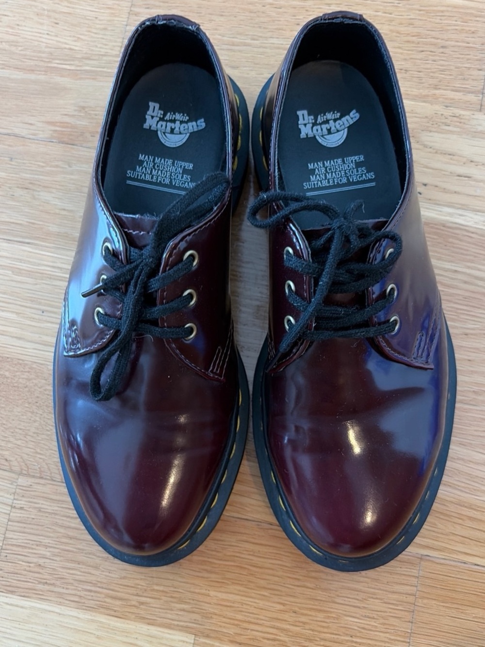 NEW Burgundy Vegan Leather Dr. Marten Oxfords- Size 7